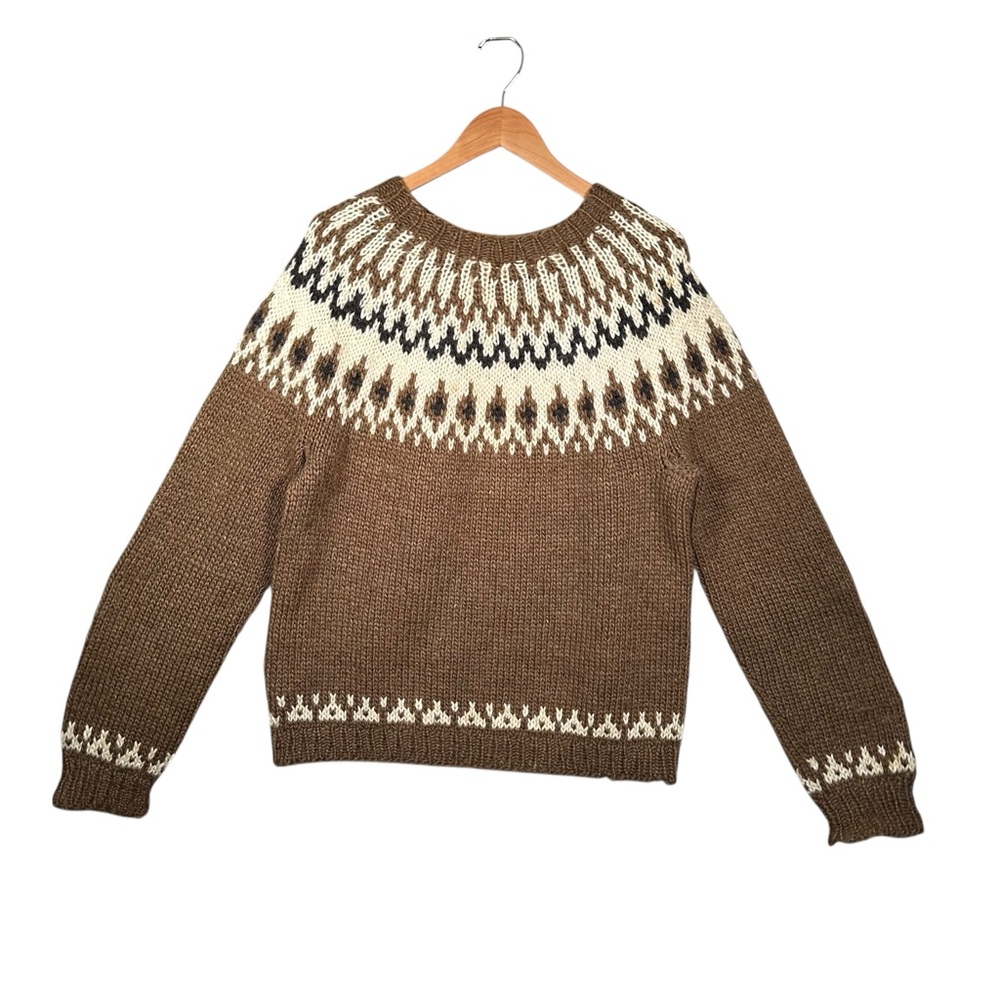 VINTAGE Chunky Wool Knit Fair Isle Sweater - Picture 3 of 5